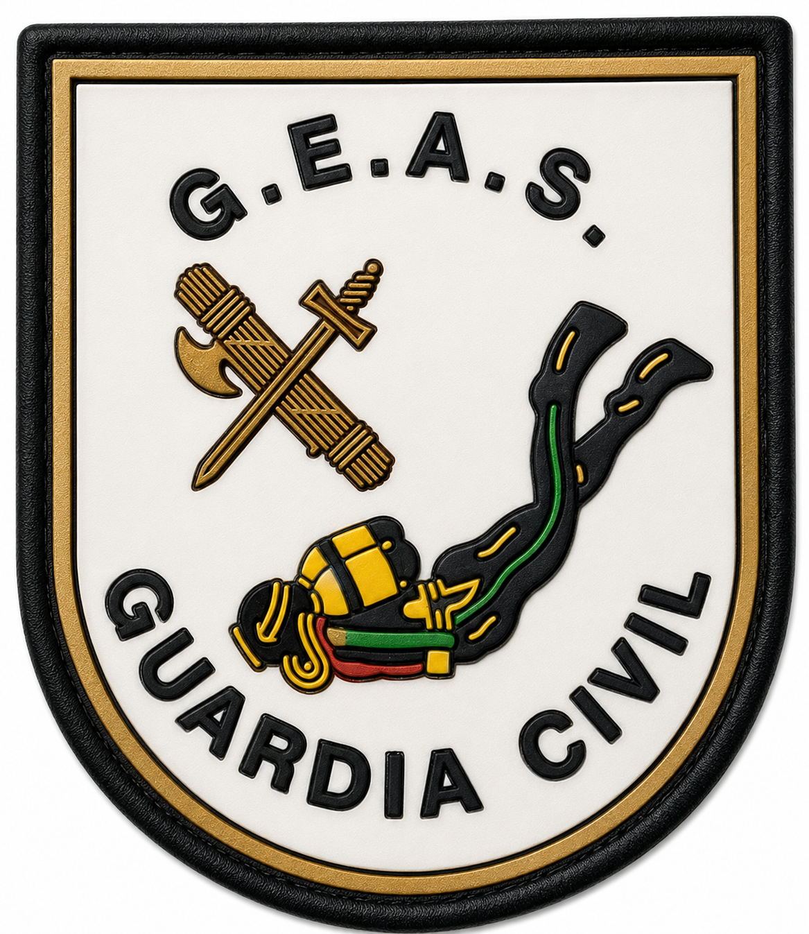 PARCHE G.CIVIL G.E.A.S BLANCO PVC VELCRO (7x8cm)