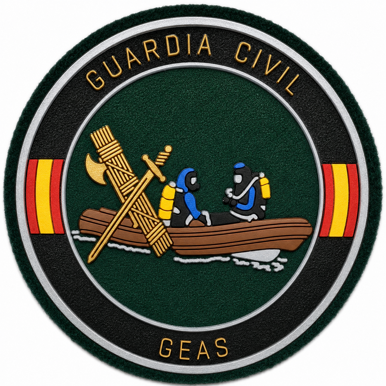 PARCHE G.CIVIL G.E.A.S REDONDO BORDADO+PVC VELCRO (9x9cm)