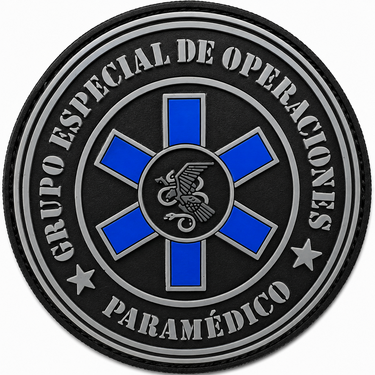 PARCHE GRUPO ESPECIAL DE OPERACIONES PARAMEDICO PVC VELCRO (9x9cm)