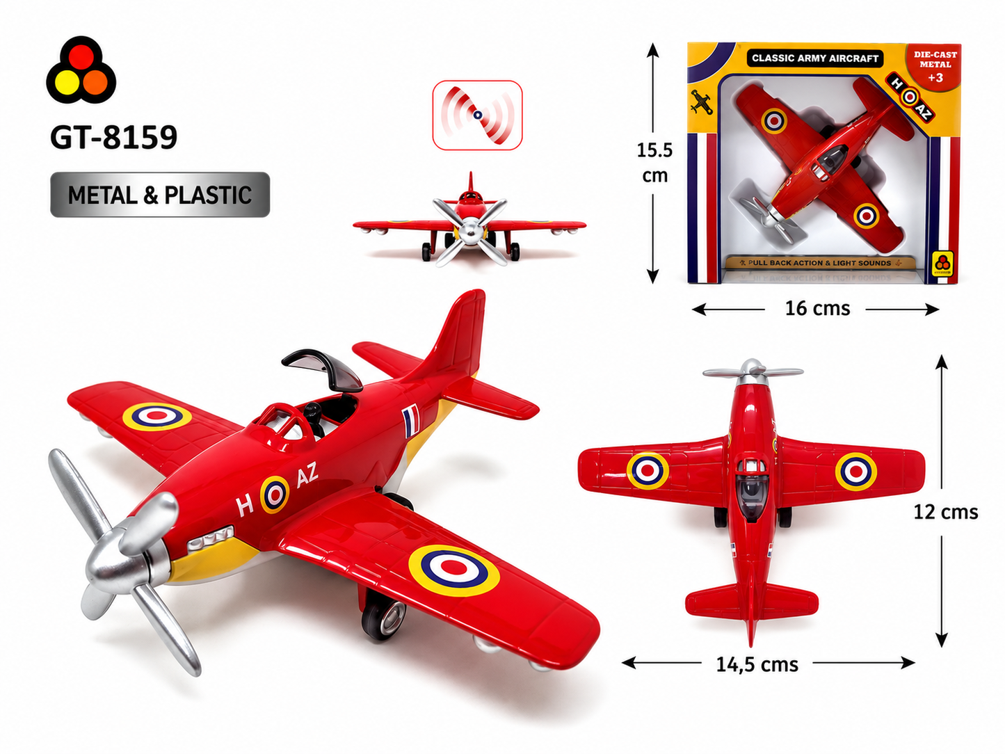 PLAYJOCS AVION MILITAR ROJO GT-8159