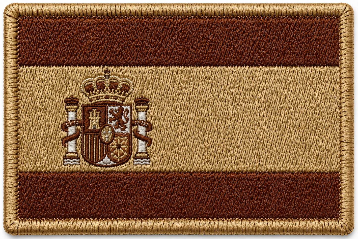 PARCHE BANDERA ESPAÑA ESCUDO MARRON BORDADO VECLRO (7,5x4,5cm)