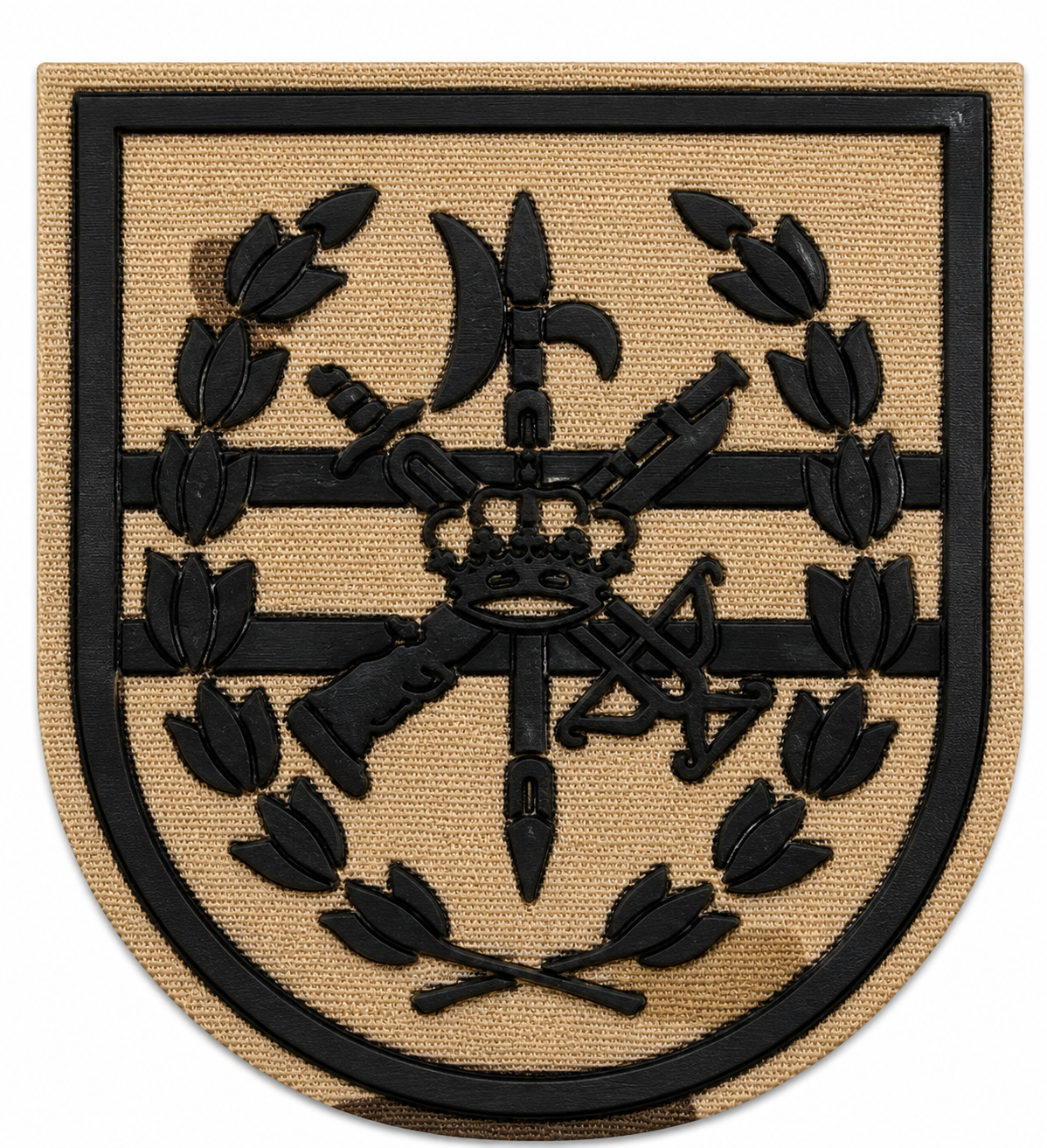 PARCHE BRIGADA LEGION ESPAÑOLA MARRON BORDADO+PVC VELCRO (6,5x7,5cm)