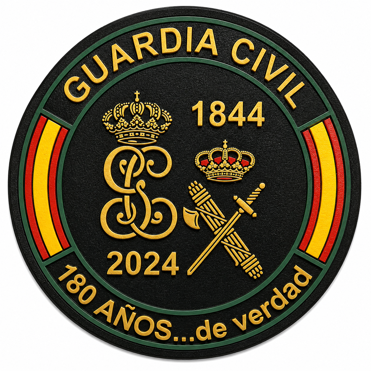 PARCHE G.CIVIL 180 AÑOS PVC VELCRO (9x9cm)
