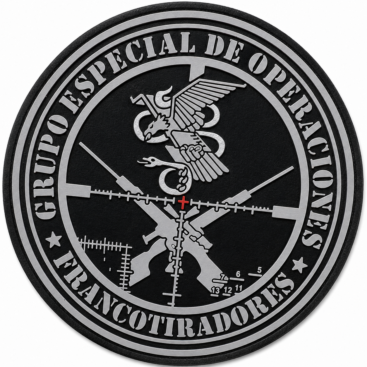 PARCHE GRUPO ESPECIAL DE OPERACIONES FRANCOTIRADORES PVC VELCRO (9,5x9,5cm)