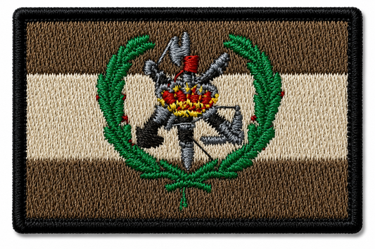 PARCHE LEGIONARIO BANDERA ESPAÑA CAMUFLADA MARRON BORDADO VELCRO (5,5x3,5cm)