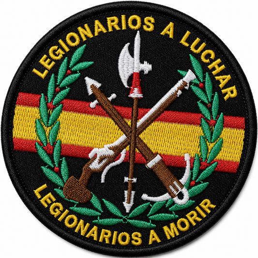 PARCHE LEGIONARIOS A LUCHAR  A MORIR BORDADO VELCRO (7,5x7,5cm)