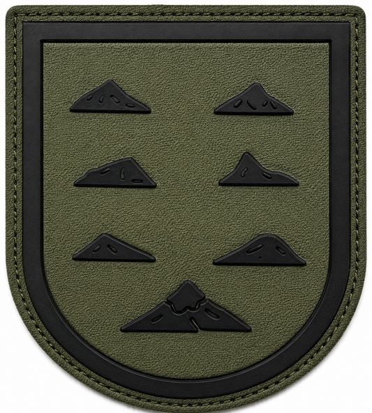 PARCHE MILITAR JEFATURA DE TROPAS CANARIAS BORDADO+PVC VELCRO VERDE (6,5x7,5cm)