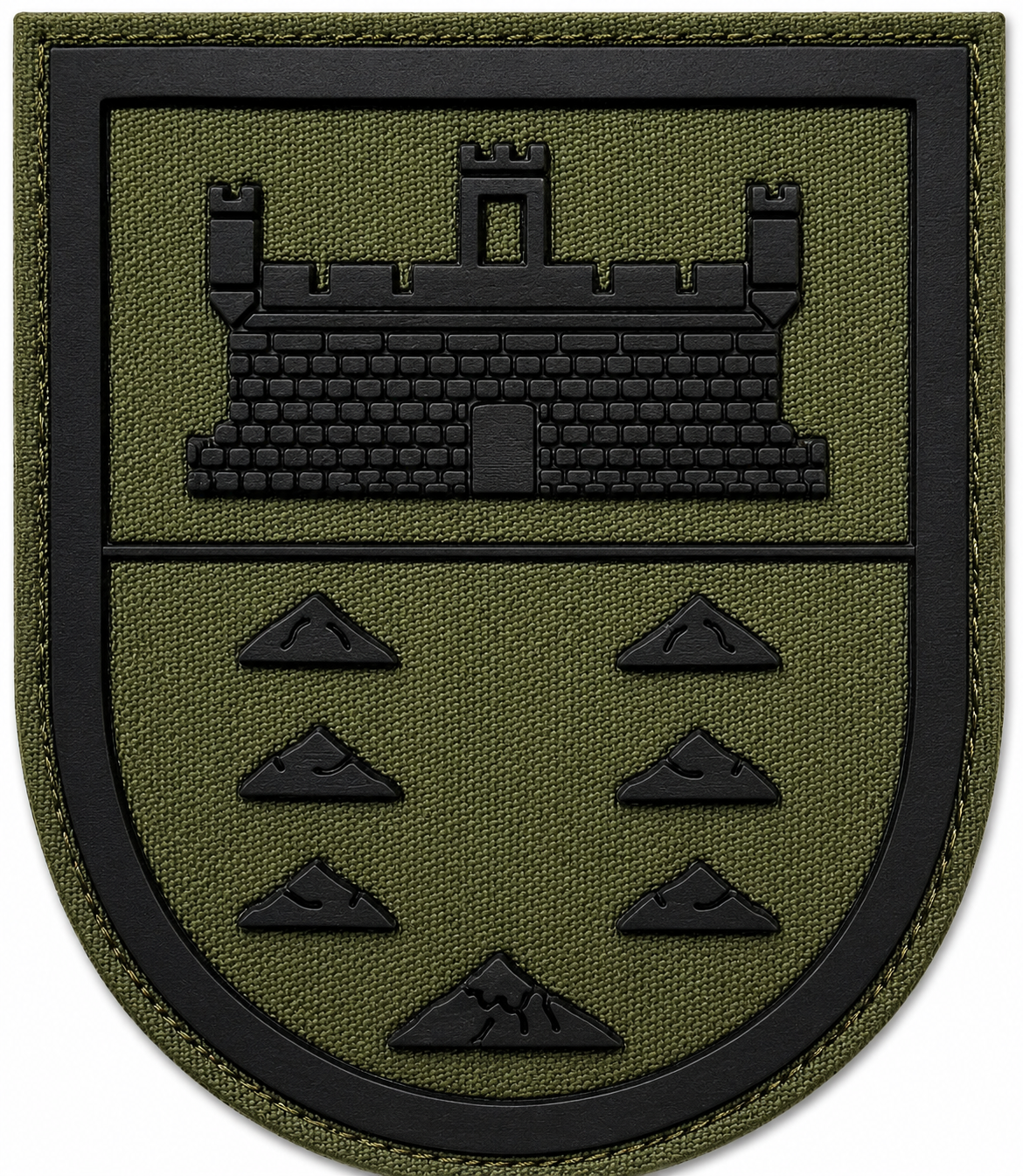 PARCHE MILITAR JEFATURA DE TROPAS CANARIAS BORDADO+PVC VELCRO VERDE (6,5x7,5cm)