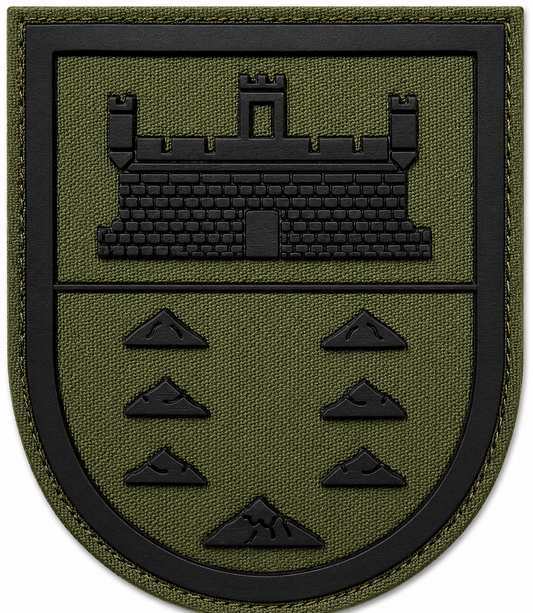 PARCHE MILITAR JEFATURA DE TROPAS CANARIAS BORDADO+PVC VELCRO VERDE (6,5x7,5cm)