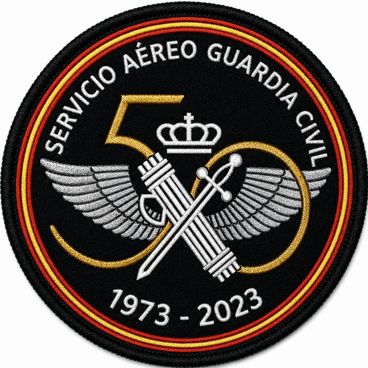 PARCHE SERVICIO AEREO G.CIVIL 50 AÑOS BORDADO+GOMA (7,5x7,5cm)