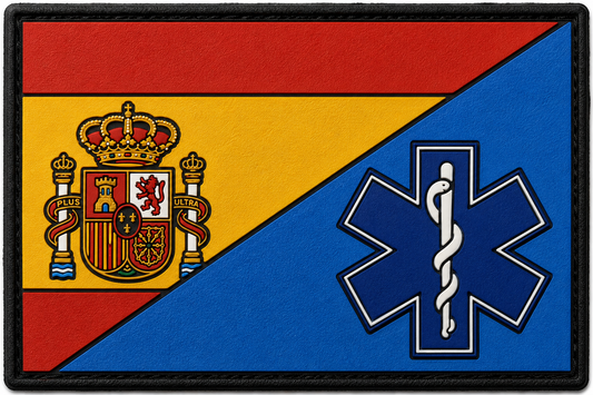 PARCHE TECNICO EMERGENCIAS SANIRTARIAS + ESCUDO ESPAÑA PVC VELCRO (10x6cm)